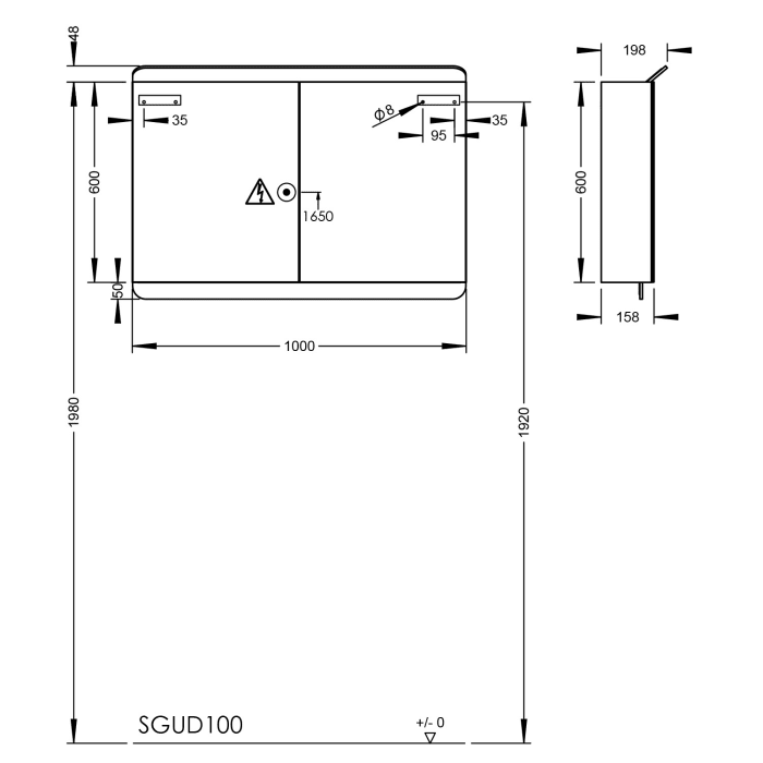 burgbad b:me Spiegelschrank mit LED-Beleuchtung, 100 cm, 2 Spiegeltüren