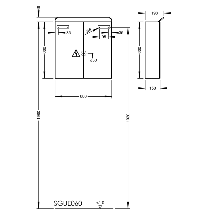 burgbad b:me Spiegelschrank mit LED-Beleuchtung, 60 cm, 2 Spiegeltüren