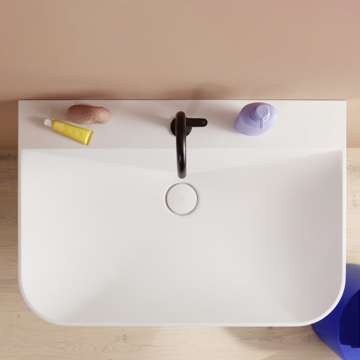 burgbad b:me Waschtischunterschrank mit Mineralguss-Waschtisch 80 cm, 2 Auszüge