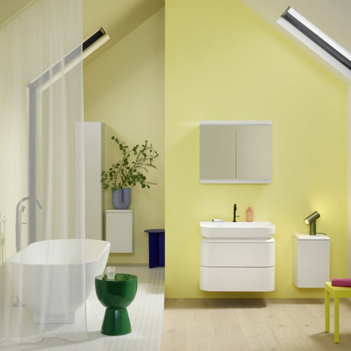 burgbad b:me Waschtischunterschrank mit Mineralguss-Waschtisch 80 cm, 2 Auszüge