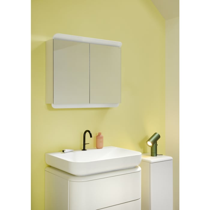 burgbad b:me Waschtischunterschrank mit Mineralguss-Waschtisch 60 cm, 2 Auszüge