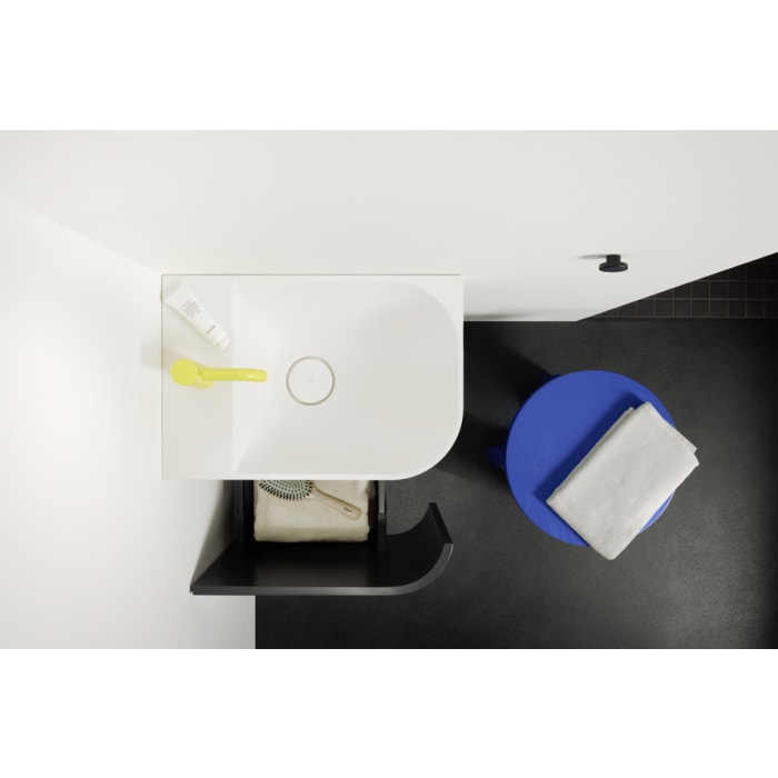 burgbad b:me Waschtischunterschrank mit Mineralguss-Waschtisch 50 cm, 1 Auszug, Becken rechts