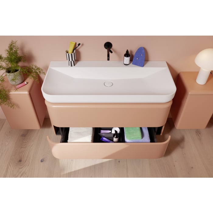 burgbad b:me Waschtischunterschrank mit Mineralguss-Waschtisch 120 cm, 2 Auszüge