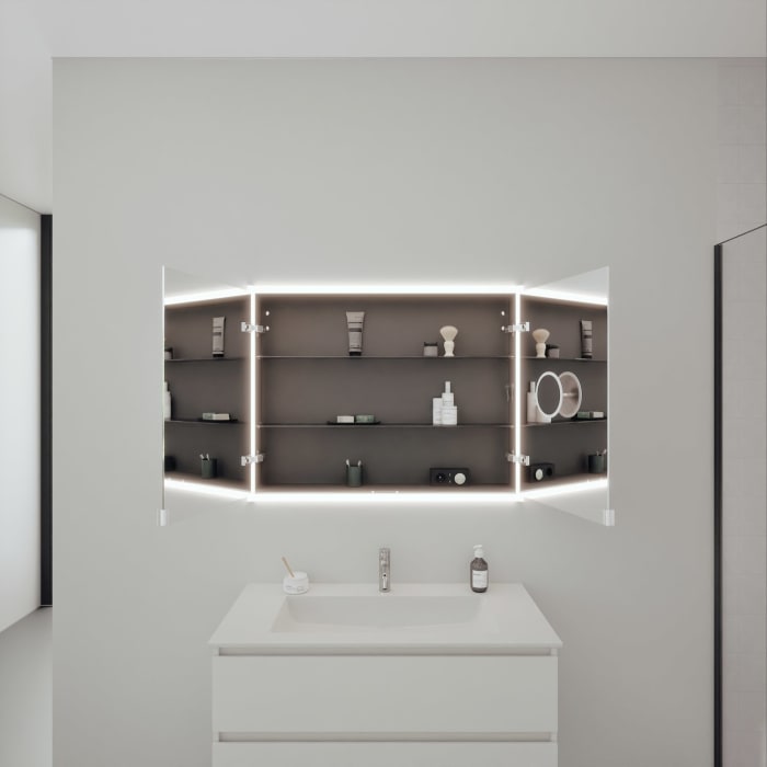 burgbad rl20 Spiegelschrank 102 cm, mit Lichtrahmen für Wandeinbau