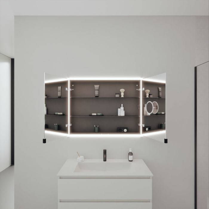 burgbad rl20 Spiegelschrank 102 cm, mit Lichtrahmen für Wandeinbau