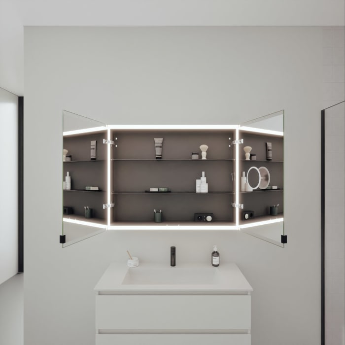 burgbad rl20 Spiegelschrank 102 cm, mit Klarglas Lichtrahmen