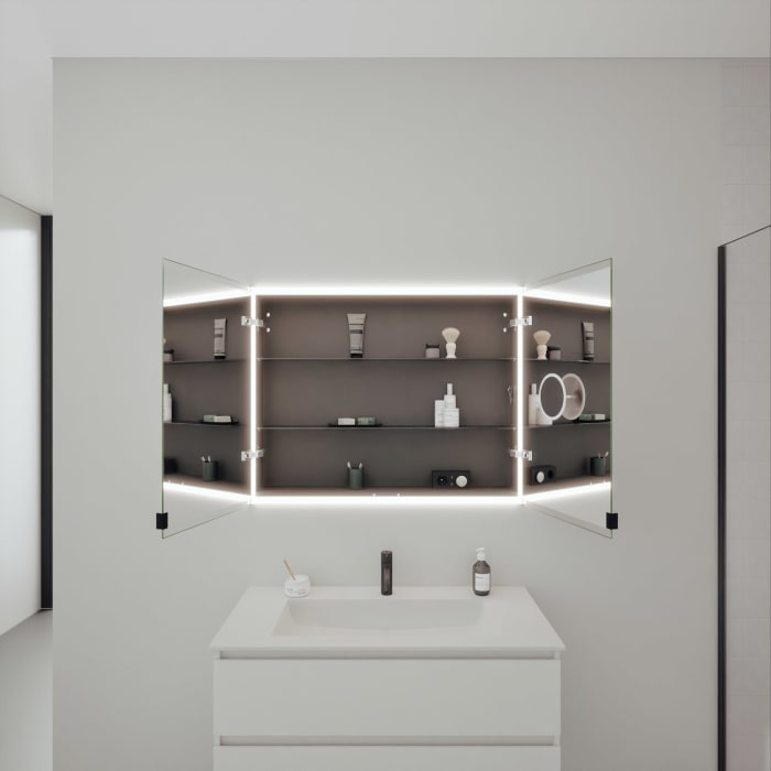 burgbad rl20 Spiegelschrank 102 cm, mit Klarglas Lichtrahmen für Wandeinbau