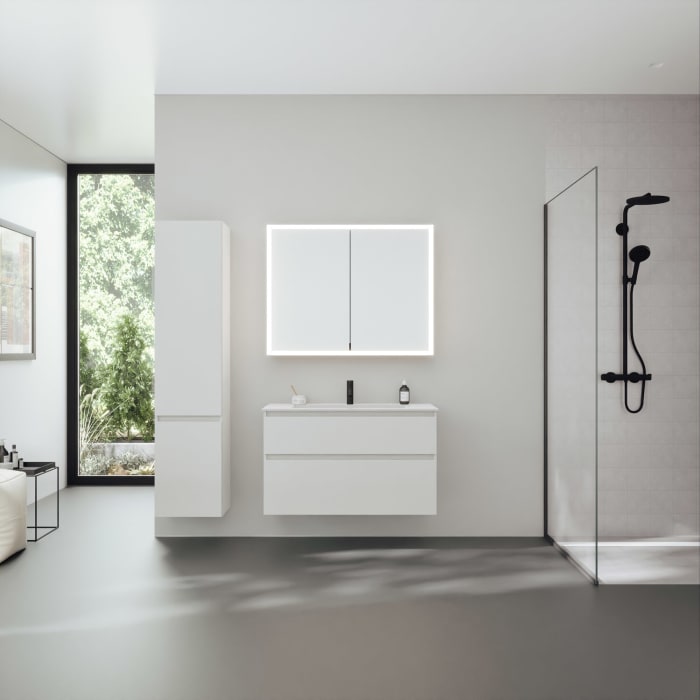 burgbad rl20 Spiegelschrank 102 cm, mit Klarglas Lichtrahmen