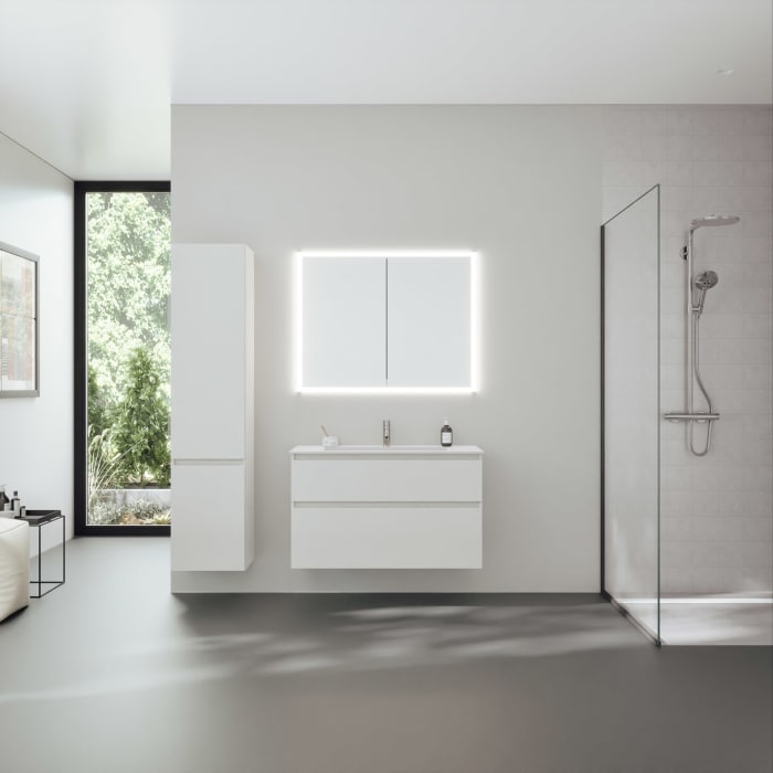 burgbad rl20 Spiegelschrank 102 cm, mit Klarglas Lichtrahmen für Wandeinbau