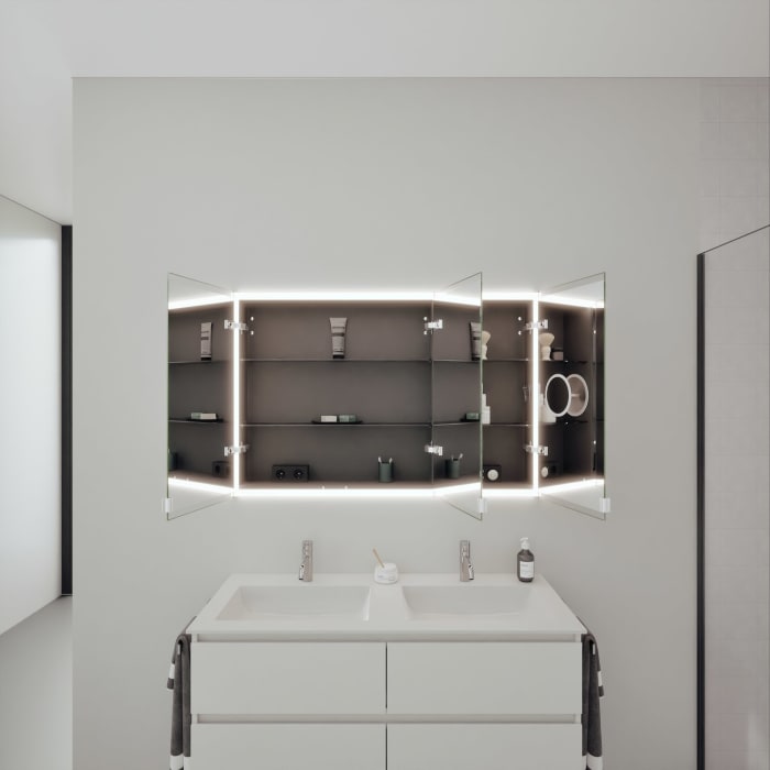 burgbad rl20 Spiegelschrank 121 cm, mit Klarglas Lichtrahmen für Wandeinbau