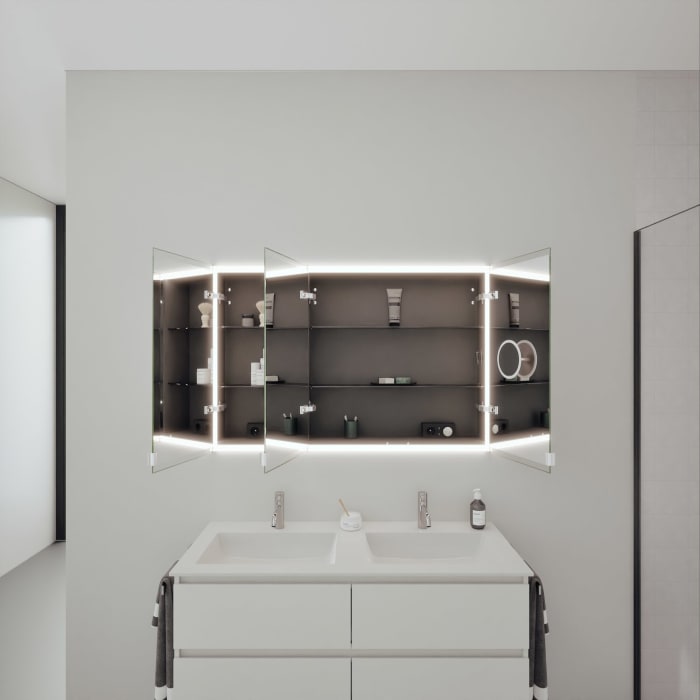 burgbad rl20 Spiegelschrank 121 cm, mit Klarglas Lichtrahmen für Wandeinbau