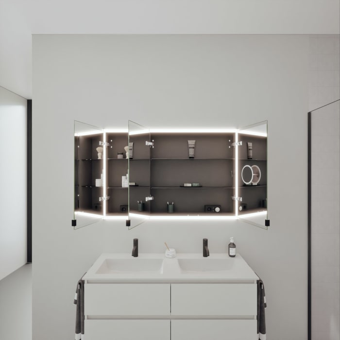 burgbad rl20 Spiegelschrank 121 cm, mit Klarglas Lichtrahmen für Wandeinbau