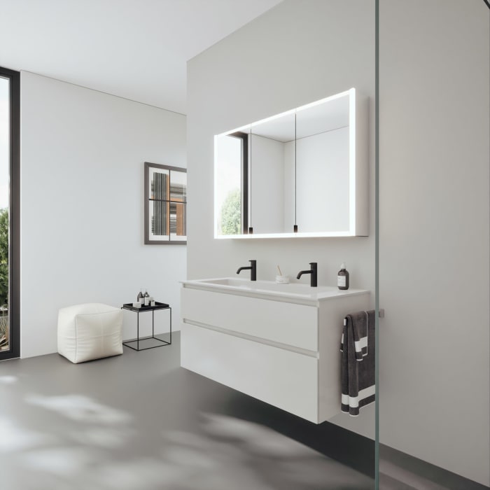 burgbad rl20 Spiegelschrank 121 cm, mit Klarglas Lichtrahmen