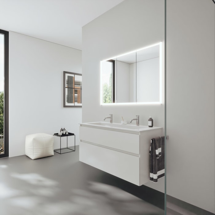 burgbad rl20 Spiegelschrank 121 cm, mit Klarglas Lichtrahmen für Wandeinbau