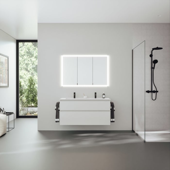 burgbad rl20 Spiegelschrank 121 cm, mit Lichtrahmen für Wandeinbau