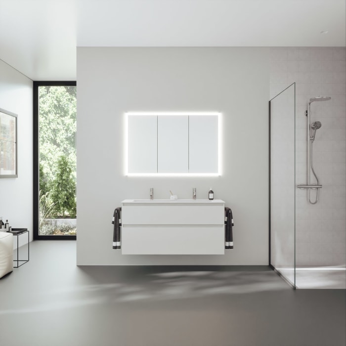 burgbad rl20 Spiegelschrank 121 cm, mit Lichtrahmen für Wandeinbau