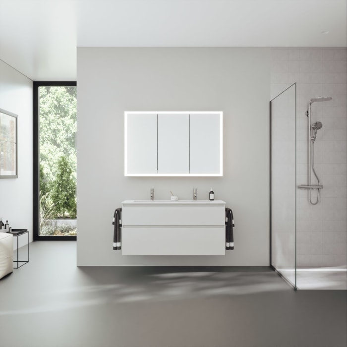 burgbad rl20 Spiegelschrank 121 cm, mit Klarglas Lichtrahmen