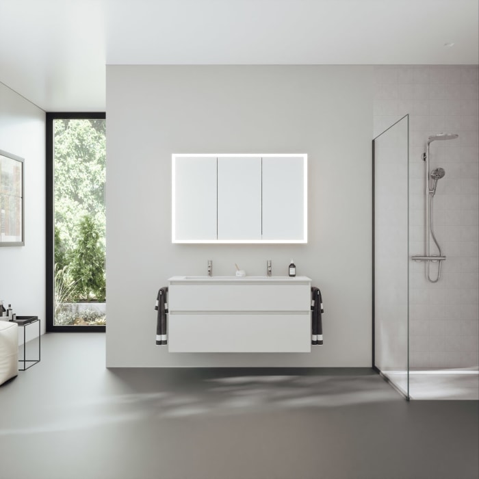 burgbad rl20 Spiegelschrank 121 cm, mit Klarglas Lichtrahmen