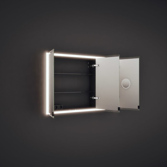 burgbad rl20 Spiegelschrank 121 cm, mit Klarglas Lichtrahmen für Wandeinbau