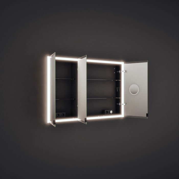 burgbad rl20 Spiegelschrank 121 cm, mit Klarglas Lichtrahmen für Wandeinbau