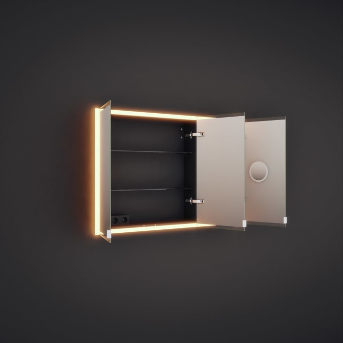 burgbad rl20 Spiegelschrank 121 cm, mit Klarglas Lichtrahmen für Wandeinbau