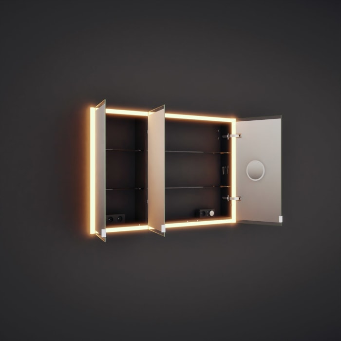 burgbad rl20 Spiegelschrank 121 cm, mit Klarglas Lichtrahmen für Wandeinbau