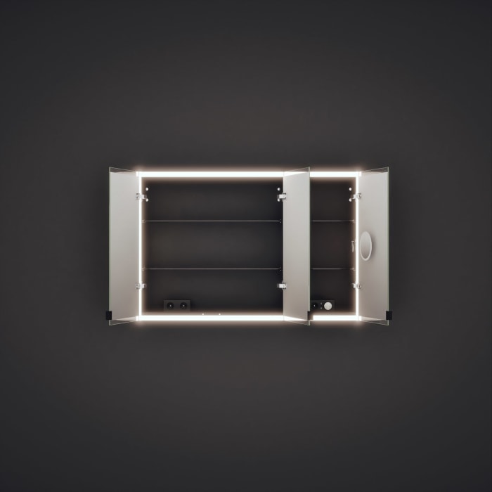 burgbad rl20 Spiegelschrank 121 cm, mit Klarglas Lichtrahmen für Wandeinbau