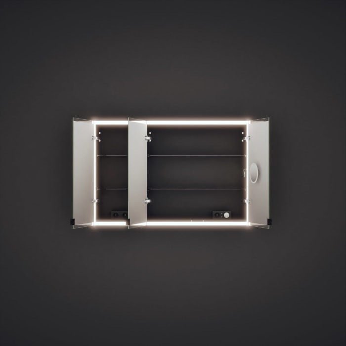 burgbad rl20 Spiegelschrank 121 cm, mit Klarglas Lichtrahmen für Wandeinbau