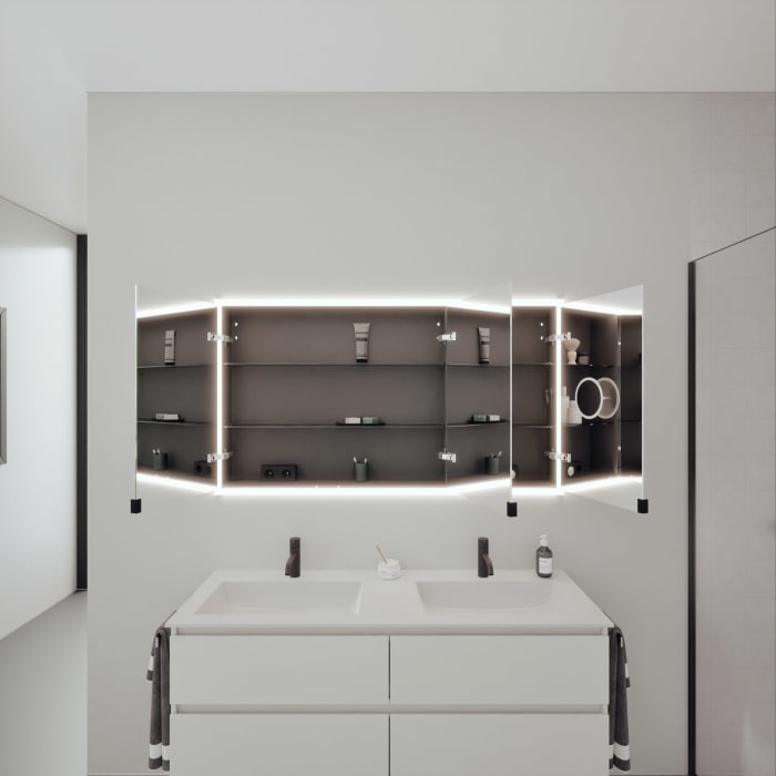 burgbad rl20 Spiegelschrank 142 cm, mit Lichtrahmen für Wandeinbau