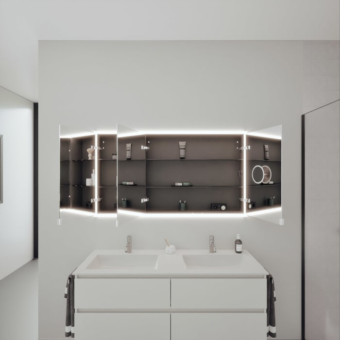 burgbad rl20 Spiegelschrank 142 cm, mit Lichtrahmen für Wandeinbau