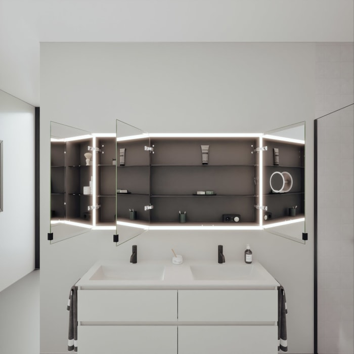 burgbad rl20 Spiegelschrank 142 cm, mit Klarglas Lichtrahmen