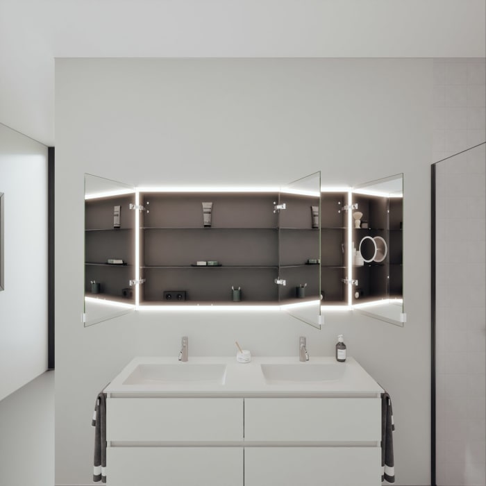 burgbad rl20 Spiegelschrank 142 cm, mit Klarglas Lichtrahmen für Wandeinbau