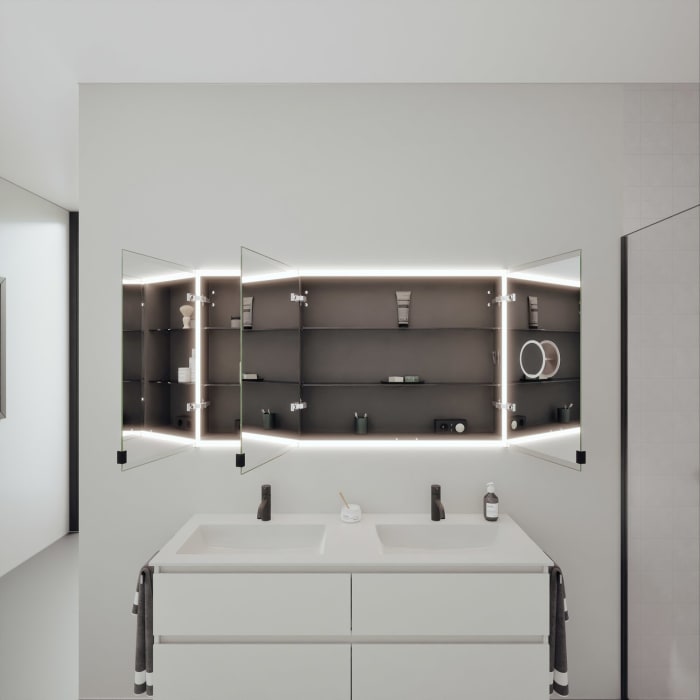 burgbad rl20 Spiegelschrank 142 cm, mit Klarglas Lichtrahmen für Wandeinbau