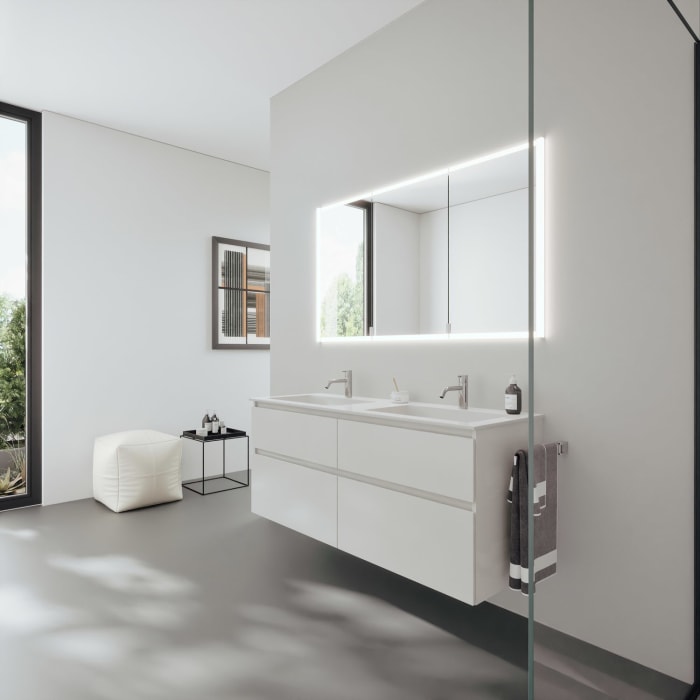 burgbad rl20 Spiegelschrank 142 cm, mit Klarglas Lichtrahmen für Wandeinbau