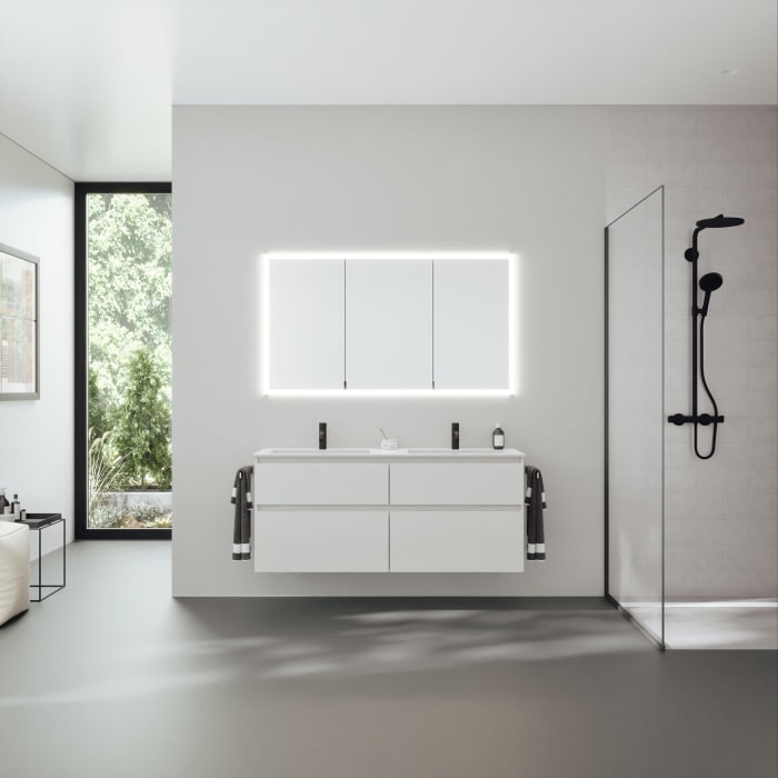 burgbad rl20 Spiegelschrank 142 cm, mit Lichtrahmen für Wandeinbau