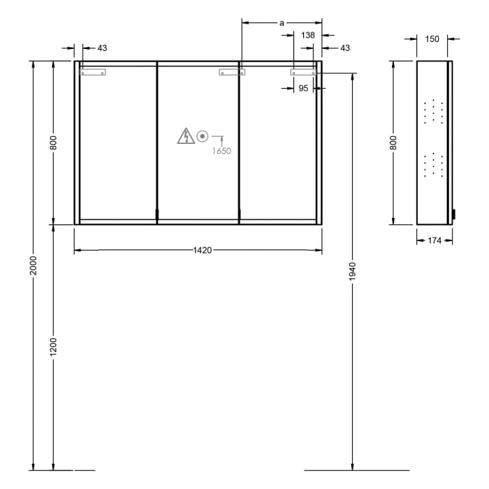 burgbad rl20 Spiegelschrank 142 cm, mit Lichtrahmen
