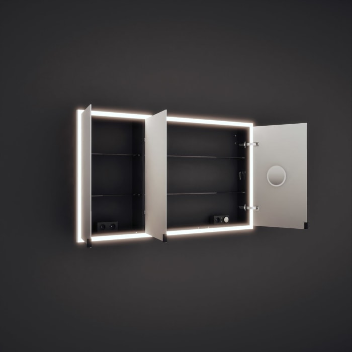 burgbad rl20 Spiegelschrank 142 cm, mit Lichtrahmen für Wandeinbau