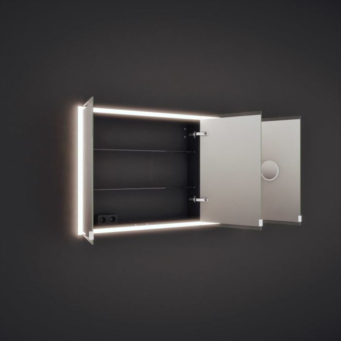 burgbad rl20 Spiegelschrank 142 cm, mit Klarglas Lichtrahmen für Wandeinbau