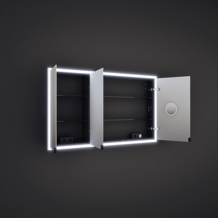 burgbad rl20 Spiegelschrank 142 cm, mit Lichtrahmen für Wandeinbau