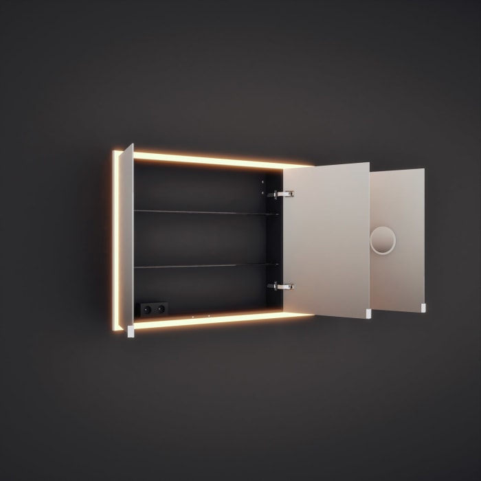 burgbad rl20 Spiegelschrank 142 cm, mit Lichtrahmen für Wandeinbau