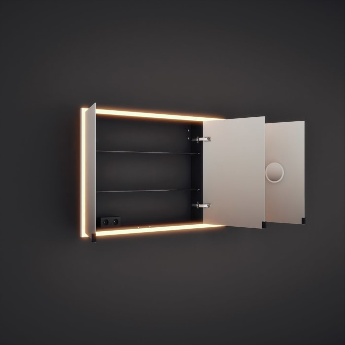 burgbad rl20 Spiegelschrank 142 cm, mit Lichtrahmen für Wandeinbau