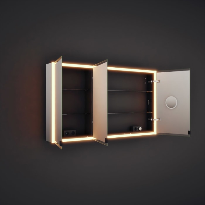 burgbad rl20 Spiegelschrank 142 cm, mit Klarglas Lichtrahmen