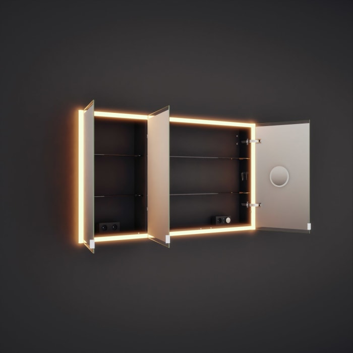 burgbad rl20 Spiegelschrank 142 cm, mit Klarglas Lichtrahmen für Wandeinbau