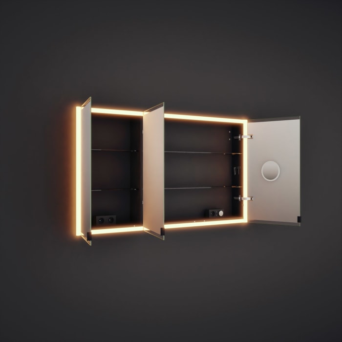 burgbad rl20 Spiegelschrank 142 cm, mit Klarglas Lichtrahmen für Wandeinbau