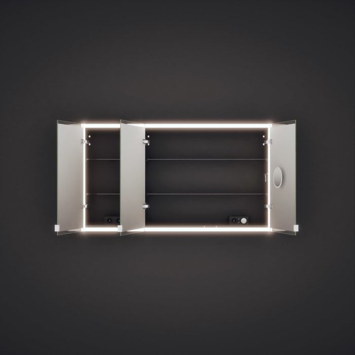 burgbad rl20 Spiegelschrank 142 cm, mit Klarglas Lichtrahmen für Wandeinbau