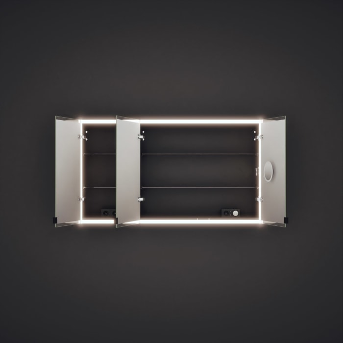 burgbad rl20 Spiegelschrank 142 cm, mit Klarglas Lichtrahmen für Wandeinbau