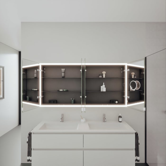 burgbad rl20 Spiegelschrank 161 cm, mit Klarglas Lichtrahmen