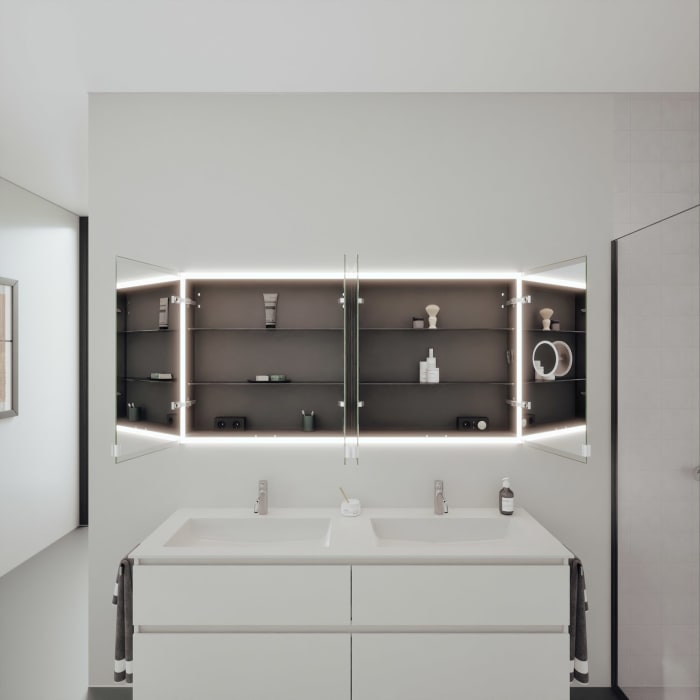 burgbad rl20 Spiegelschrank 161 cm, mit Klarglas Lichtrahmen für Wandeinbau