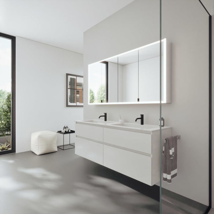 burgbad rl20 Spiegelschrank 161 cm, mit Klarglas Lichtrahmen