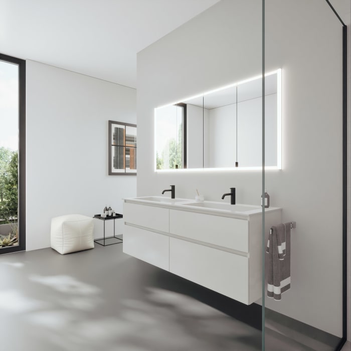 burgbad rl20 Spiegelschrank 161 cm, mit Klarglas Lichtrahmen für Wandeinbau